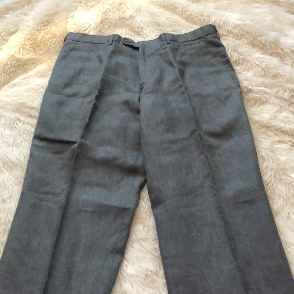 Ermenegildo Zegna pure linen men’s gray pants 36 - Picture 2 of 7